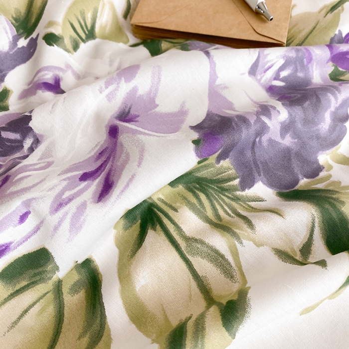 91家纺网 家纺一手货源 找家纺 窝米 2021新款夏季新品13370全棉活性印花四件套 紫苏