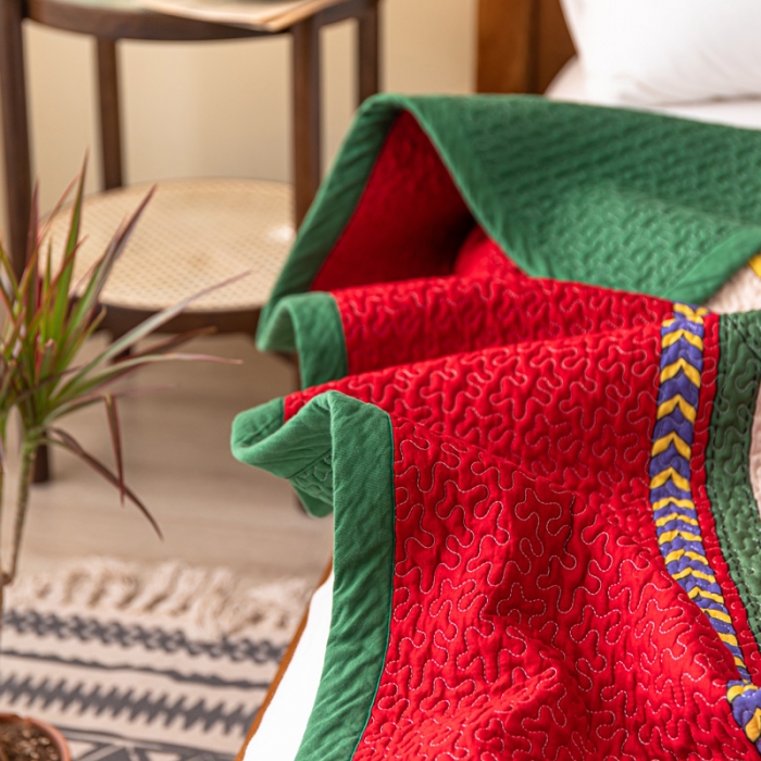 91家纺网 家纺一手货源 找家纺 卡奥家纺 2021新款异域风纯棉盖被床盖夏被 班洛