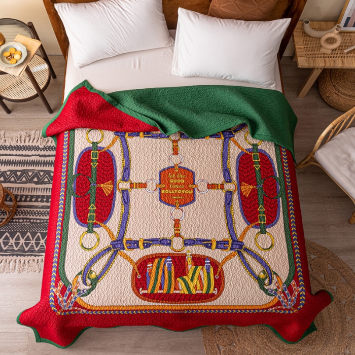 91家纺网 家纺一手货源 找家纺 卡奥家纺 2021新款异域风纯棉盖被床盖夏被 班洛