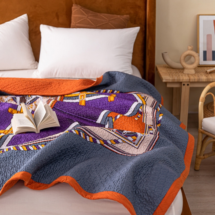 91家纺网 家纺一手货源 找家纺 卡奥家纺 2021新款异域风纯棉盖被床盖夏被 皇冠马