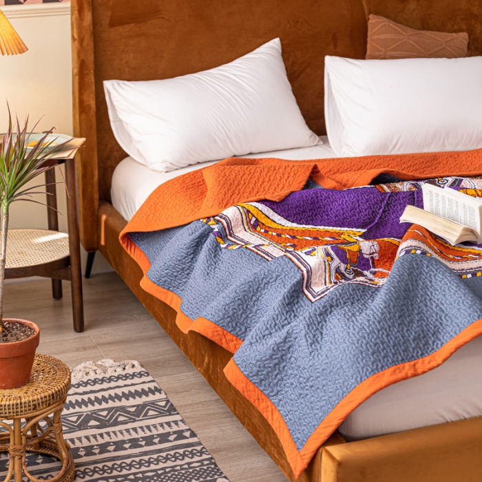 91家纺网 家纺一手货源 找家纺 卡奥家纺 2021新款异域风纯棉盖被床盖夏被 皇冠马