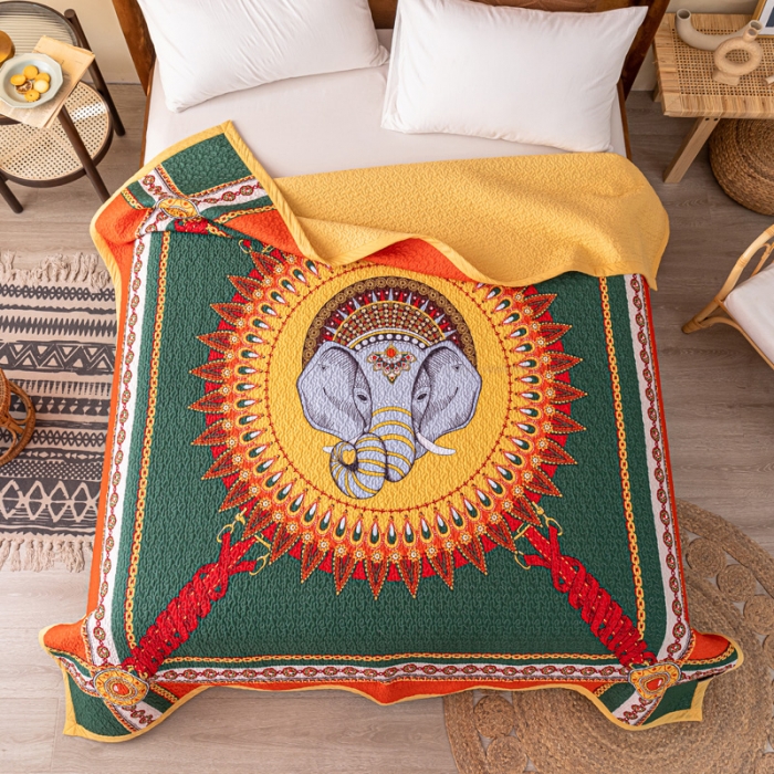 91家纺网 家纺一手货源 找家纺 卡奥家纺 2021新款异域风纯棉盖被床盖夏被 卡纳