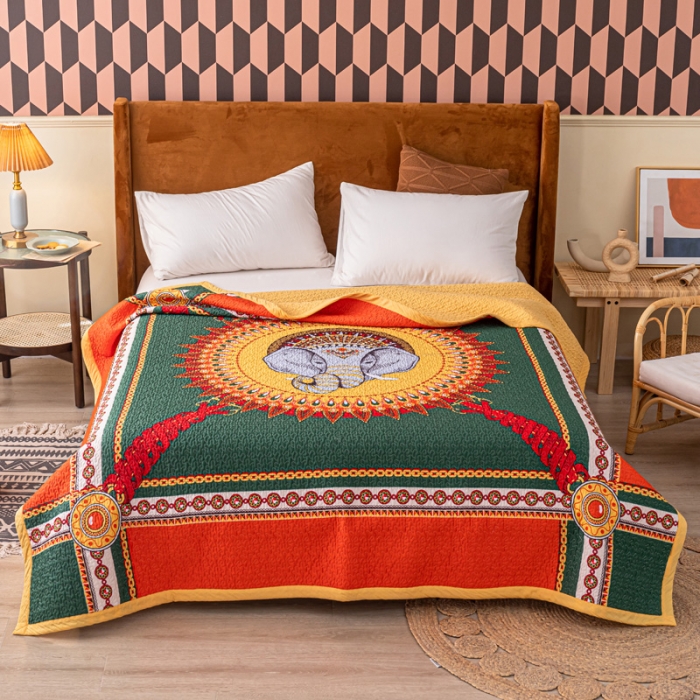 91家纺网 家纺一手货源 找家纺 卡奥家纺 2021新款异域风纯棉盖被床盖夏被 卡纳