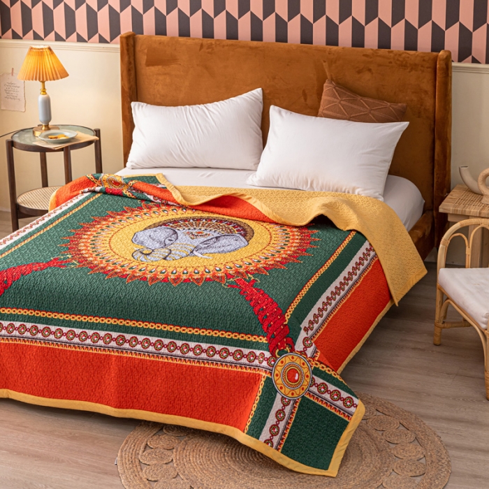 91家纺网 家纺一手货源 找家纺 卡奥家纺 2021新款异域风纯棉盖被床盖夏被 卡纳