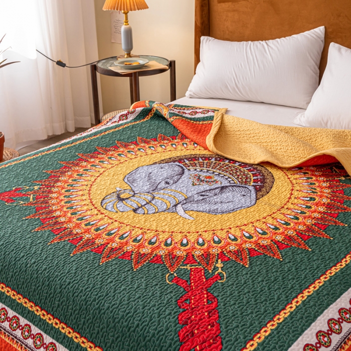 91家纺网 家纺一手货源 找家纺 卡奥家纺 2021新款异域风纯棉盖被床盖夏被 卡纳