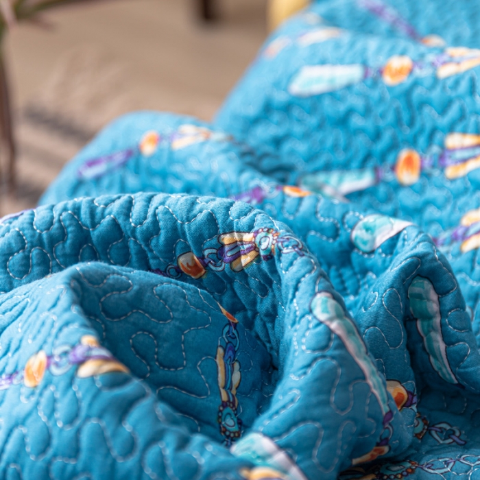 91家纺网 家纺一手货源 找家纺 卡奥家纺 2021新款异域风纯棉盖被床盖夏被 兰达影