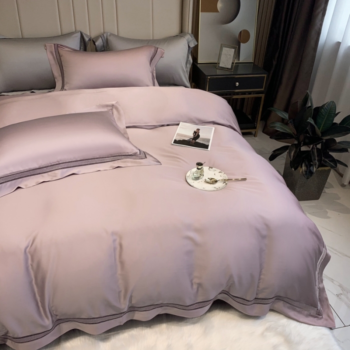 91家纺网 家纺一手货源 找家纺 榻尚 纯色奥地利天丝四件套天丝夏被四件套 夏紫