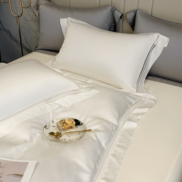 91家纺网 家纺一手货源 找家纺 榻尚 纯色奥地利天丝四件套天丝夏被四件套 夏白