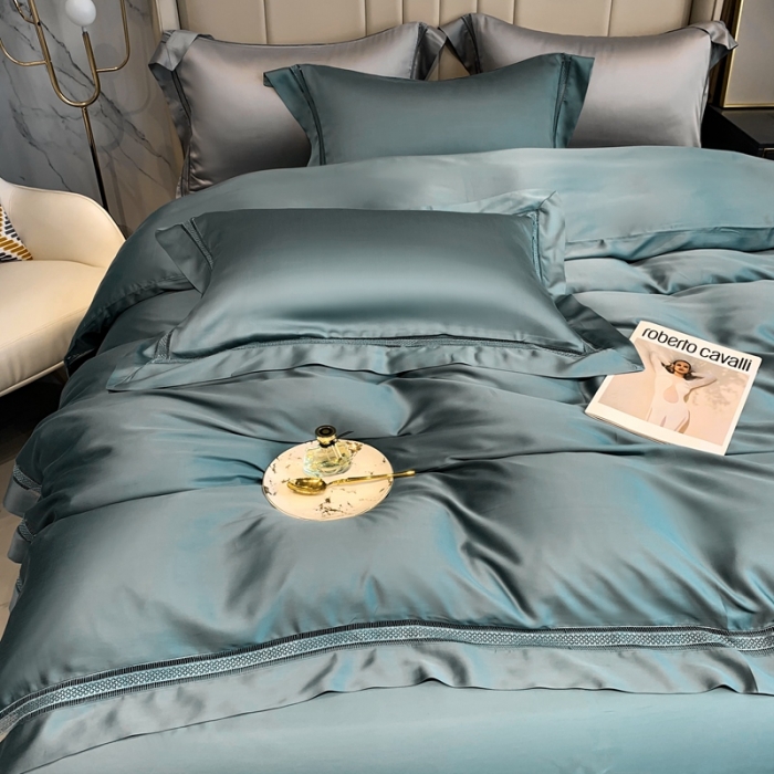 91家纺网 家纺一手货源 找家纺 榻尚 1纯色奥地利天丝四件套天丝夏被四件套 夏蓝