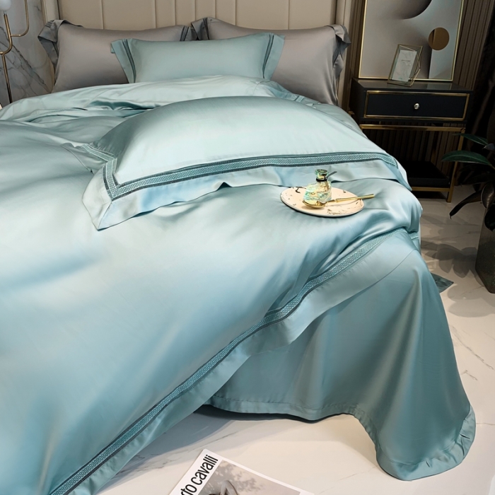 91家纺网 家纺一手货源 找家纺 榻尚 纯色奥地利天丝四件套天丝夏被四件套 夏绿