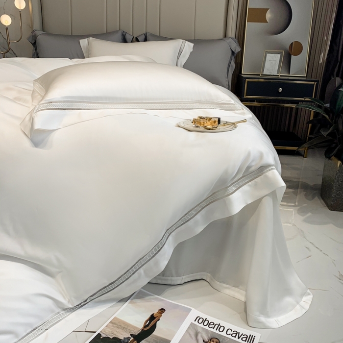 91家纺网 家纺一手货源 找家纺 榻尚 纯色奥地利天丝四件套天丝夏被四件套 夏白