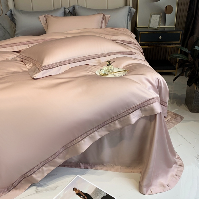 91家纺网 家纺一手货源 找家纺 榻尚 纯色奥地利天丝四件套天丝夏被四件套 夏粉