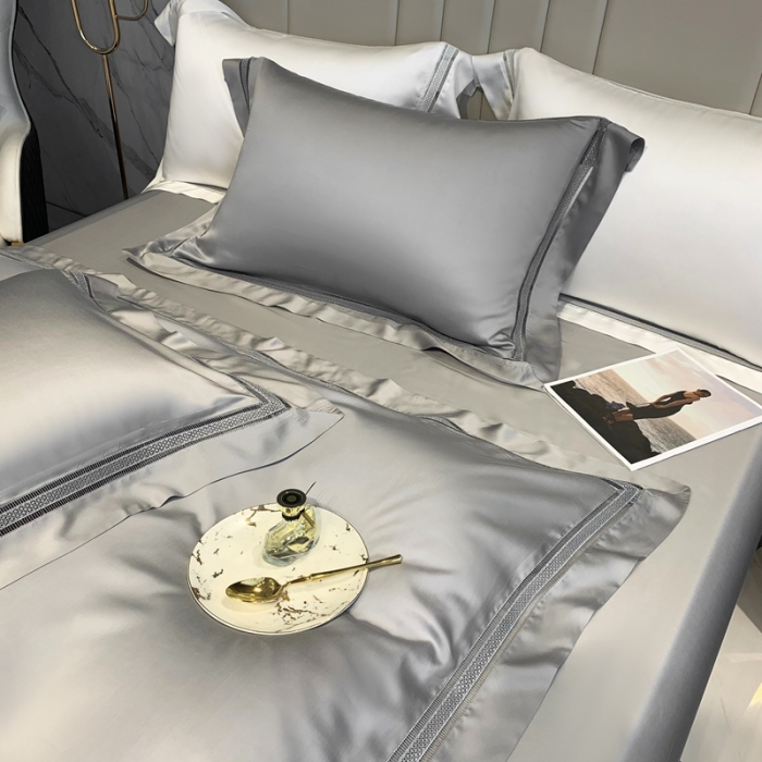 91家纺网 家纺一手货源 找家纺 榻尚 纯色奥地利天丝四件套天丝夏被四件套 夏灰