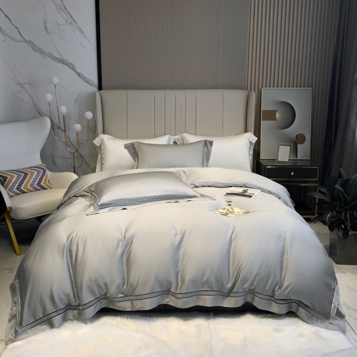 91家纺网 家纺一手货源 找家纺 榻尚 纯色奥地利天丝四件套天丝夏被四件套 夏灰