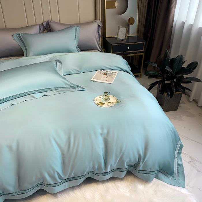 91家纺网 家纺一手货源 找家纺 榻尚 纯色奥地利天丝四件套天丝夏被四件套 夏绿