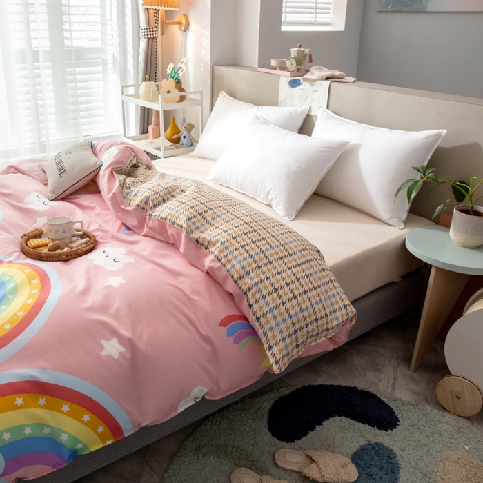 91家纺网 家纺一手货源 找家纺 绵庭 2021新款全棉12868单被套 彩虹弯弯