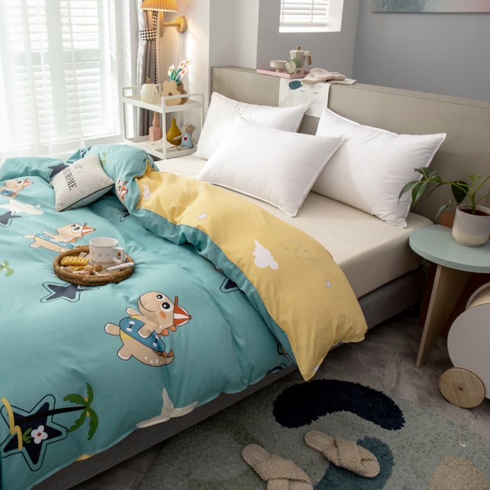 91家纺网 家纺一手货源 找家纺 绵庭 2021新款全棉12868单被套 度假恐龙