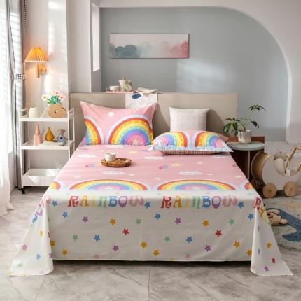 91家纺网 家纺一手货源 找家纺 绵庭 2021新款全棉12868单床单 彩虹弯弯