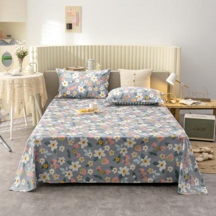 91家纺网 家纺一手货源 找家纺 绵庭 2021新款全棉12868单床单 草莓约定-灰