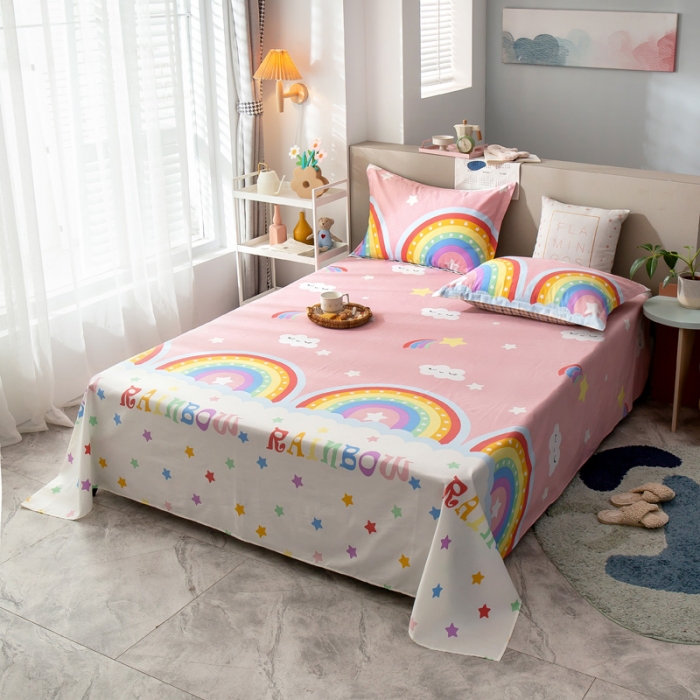 91家纺网 家纺一手货源 找家纺 绵庭 2021新款全棉12868单床单 彩虹弯弯