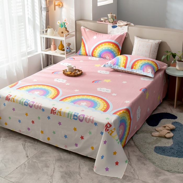 91家纺网 家纺一手货源 找家纺 绵庭 2021新款全棉12868单床单 彩虹弯弯