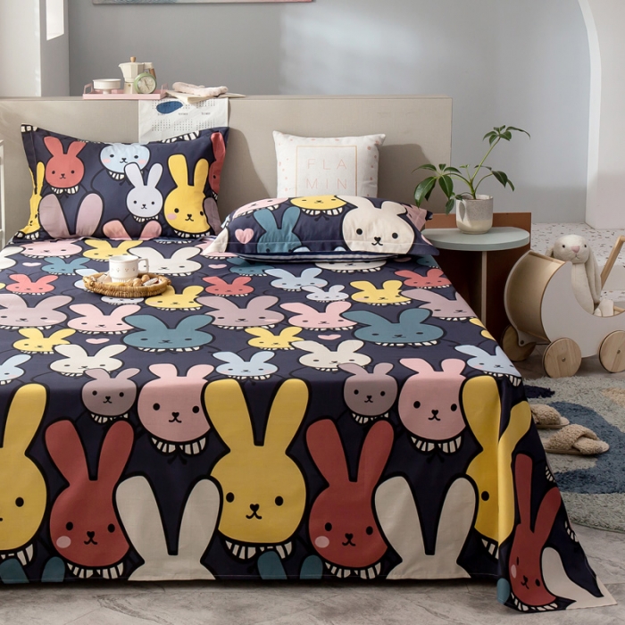 91家纺网 家纺一手货源 找家纺 绵庭 2021新款全棉12868单床单 酷仔兔