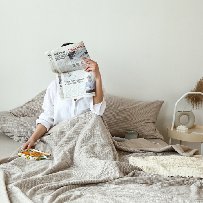 91家纺网 家纺一手货源 找家纺 安莱生活 2021新款夏被系列 卡其微小格