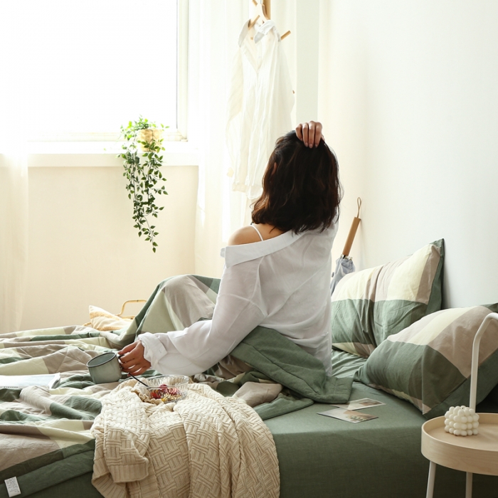 91家纺网 家纺一手货源 找家纺 安莱生活 2021新款夏被系列 绿大格