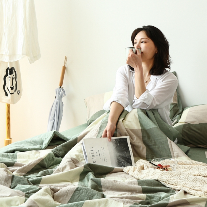 91家纺网 家纺一手货源 找家纺 安莱生活 2021新款夏被系列 绿大格