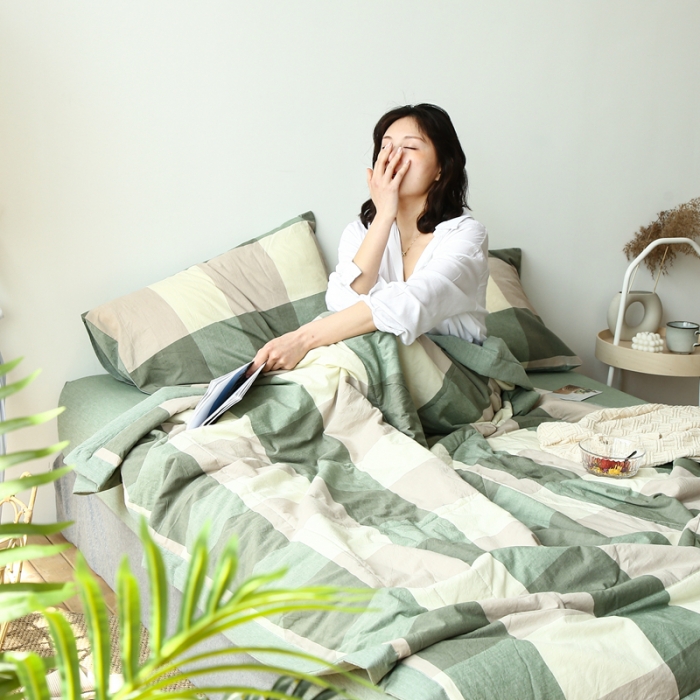 91家纺网 家纺一手货源 找家纺 安莱生活 2021新款夏被系列 绿大格