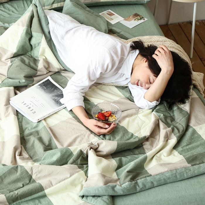 91家纺网 家纺一手货源 找家纺 安莱生活 2021新款夏被系列 绿大格