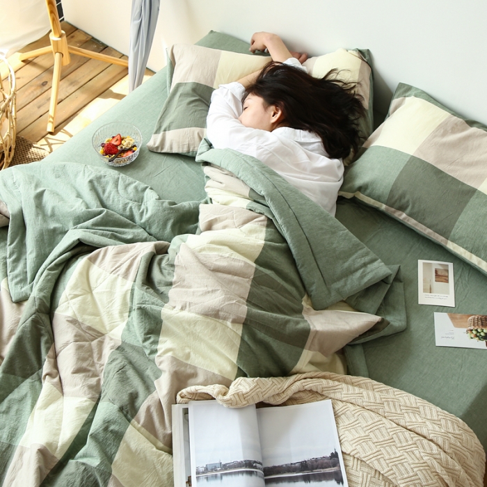91家纺网 家纺一手货源 找家纺 安莱生活 2021新款夏被系列 绿大格
