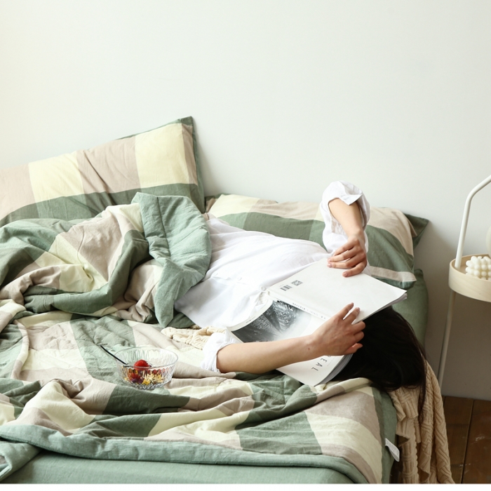 91家纺网 家纺一手货源 找家纺 安莱生活 2021新款夏被系列 绿大格