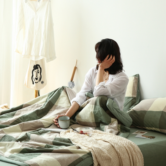 91家纺网 家纺一手货源 找家纺 安莱生活 2021新款夏被系列 绿大格