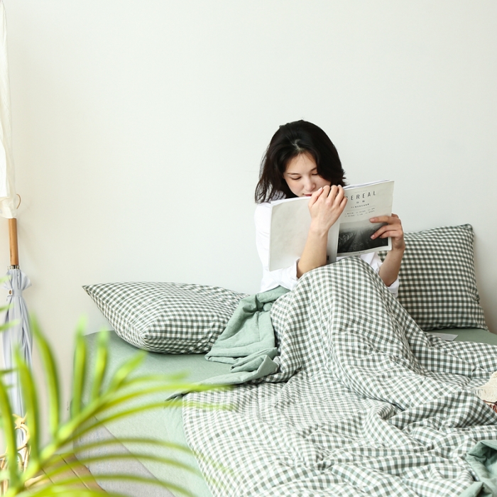 91家纺网 家纺一手货源 找家纺 安莱生活 2021新款夏被系列 绿小格