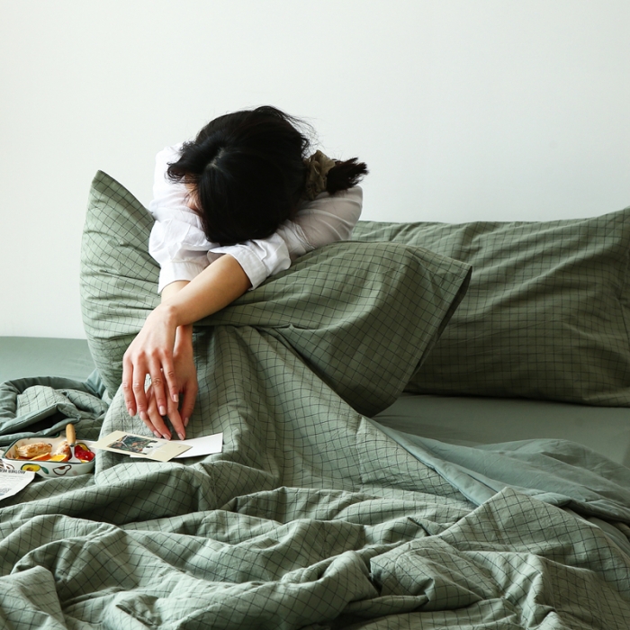 91家纺网 家纺一手货源 找家纺 安莱生活 2021新款夏被系列 抹茶小格