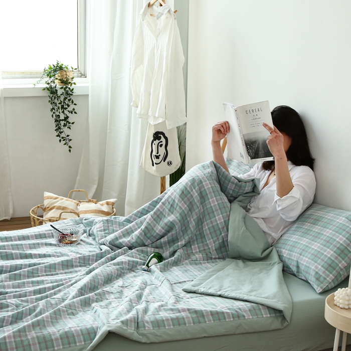 91家纺网 家纺一手货源 找家纺 安莱生活 2021新款夏被系列 青柠格