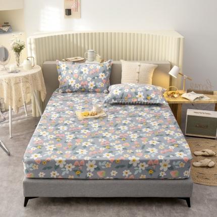 91家纺网 家纺一手货源 找家纺 绵庭 2021新款全棉12868单床笠 草莓约定-灰