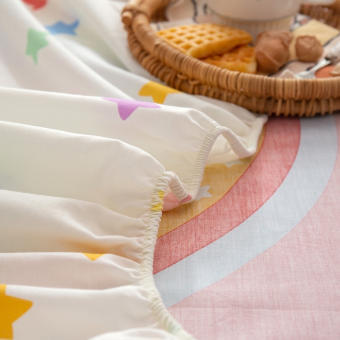 91家纺网 家纺一手货源 找家纺 绵庭 2021新款全棉12868单床笠 彩虹弯弯