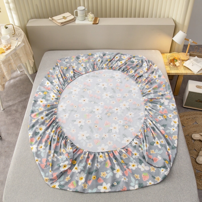 91家纺网 家纺一手货源 找家纺 绵庭 2021新款全棉12868单床笠 草莓约定-灰