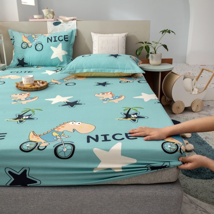 91家纺网 家纺一手货源 找家纺 绵庭 2021新款全棉12868单床笠 度假恐龙