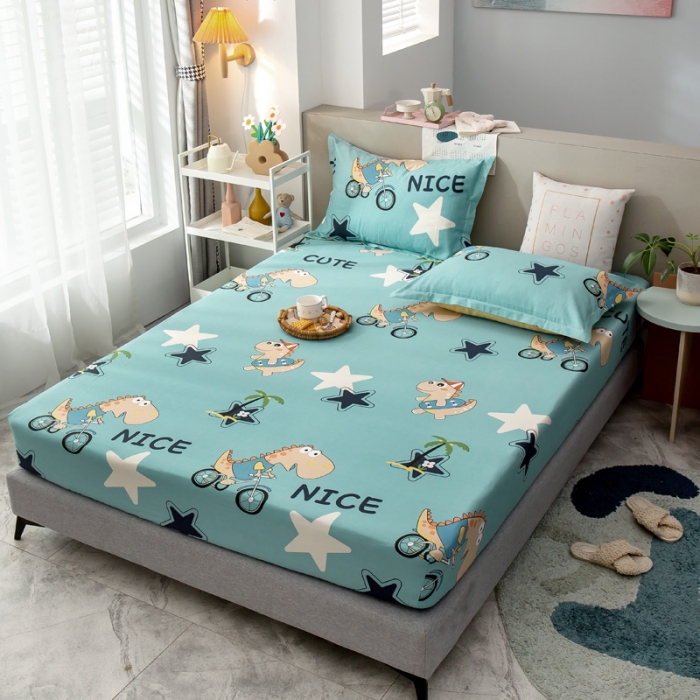 91家纺网 家纺一手货源 找家纺 绵庭 2021新款全棉12868单床笠 度假恐龙