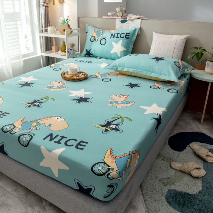 91家纺网 家纺一手货源 找家纺 绵庭 2021新款全棉12868单床笠 度假恐龙