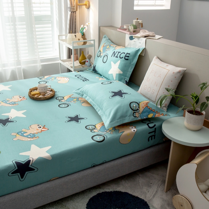 91家纺网 家纺一手货源 找家纺 绵庭 2021新款全棉12868单床笠 度假恐龙