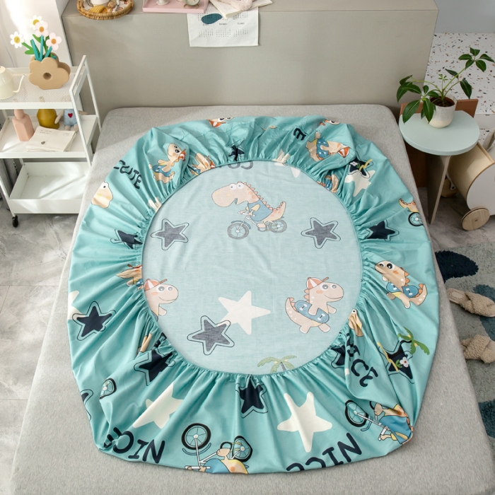 91家纺网 家纺一手货源 找家纺 绵庭 2021新款全棉12868单床笠 度假恐龙