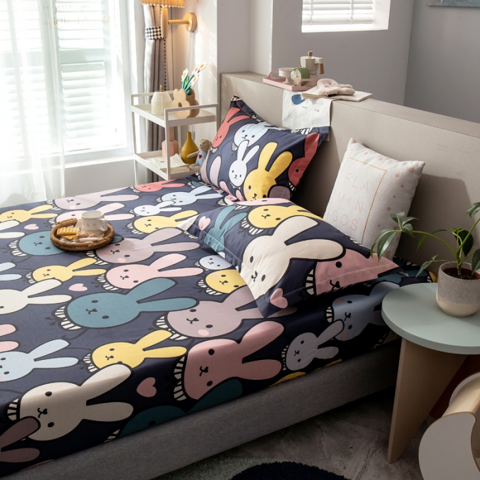 91家纺网 家纺一手货源 找家纺 绵庭 2021新款全棉12868单床笠 酷仔兔