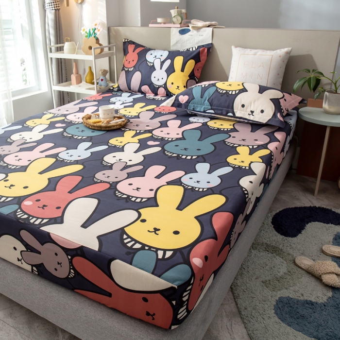 91家纺网 家纺一手货源 找家纺 绵庭 2021新款全棉12868单床笠 酷仔兔