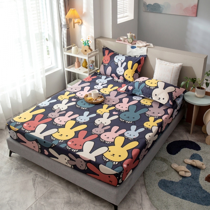 91家纺网 家纺一手货源 找家纺 绵庭 2021新款全棉12868单床笠 酷仔兔