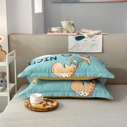 91家纺网 家纺一手货源 找家纺 绵庭 2021新款全棉12868单枕套 度假恐龙