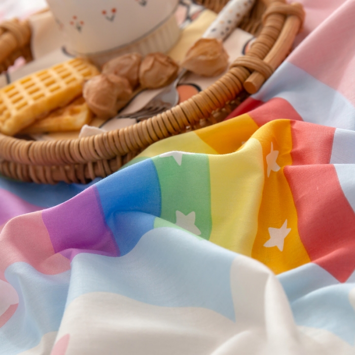 91家纺网 家纺一手货源 找家纺 绵庭 2021新款全棉12868单枕套 彩虹弯弯